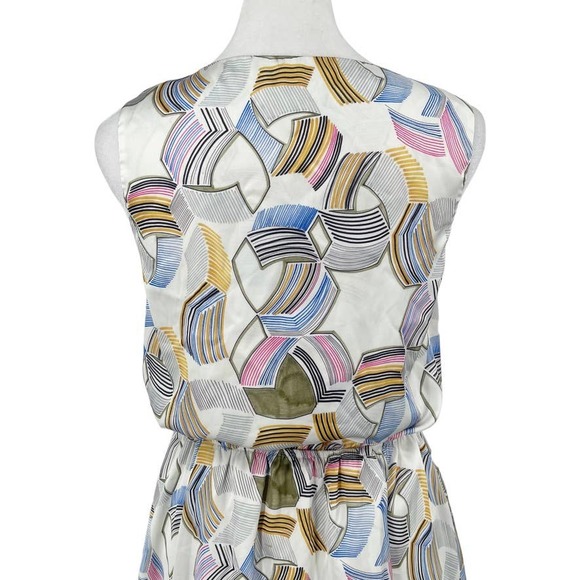 WAVERLY GREY Dress Womens Medium Multicolor Geometric V Neck Blouson - Medium - Picture 6 of 16